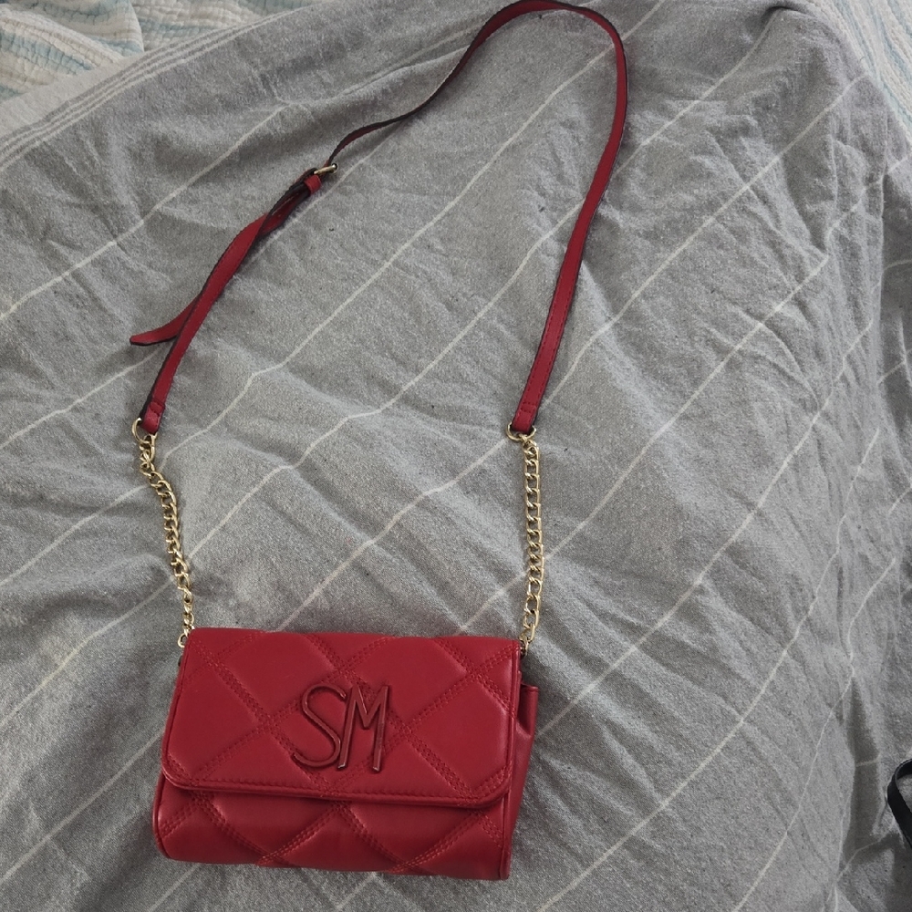 Red Quilted Crossbody with Gold Chain and SM Monogram